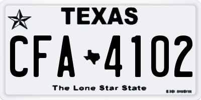 TX license plate CFA4102