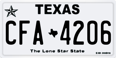 TX license plate CFA4206
