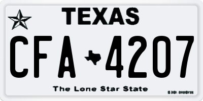 TX license plate CFA4207