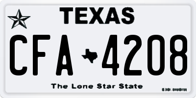 TX license plate CFA4208