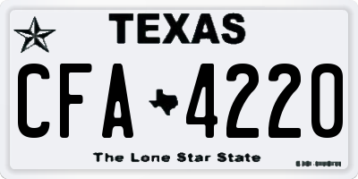 TX license plate CFA4220