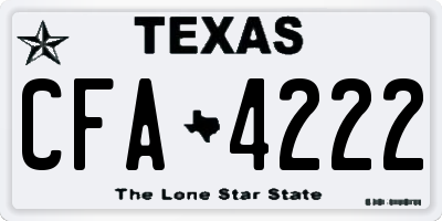 TX license plate CFA4222