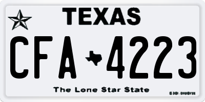 TX license plate CFA4223