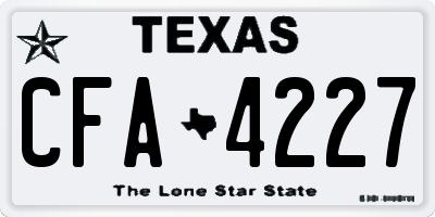TX license plate CFA4227