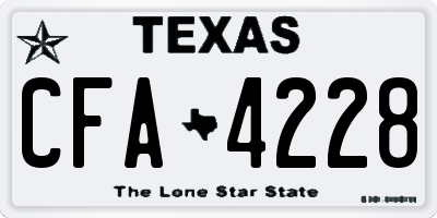 TX license plate CFA4228