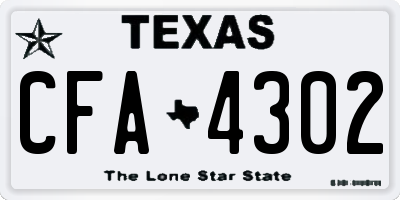 TX license plate CFA4302