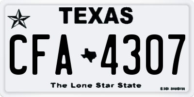 TX license plate CFA4307