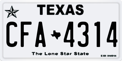 TX license plate CFA4314