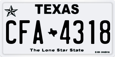 TX license plate CFA4318
