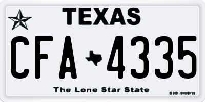 TX license plate CFA4335