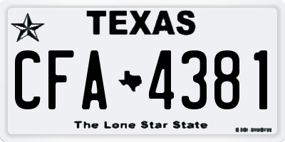TX license plate CFA4381
