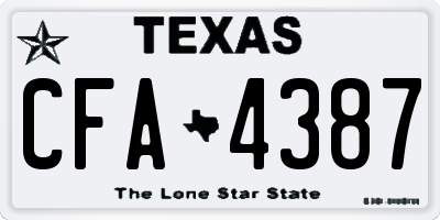 TX license plate CFA4387