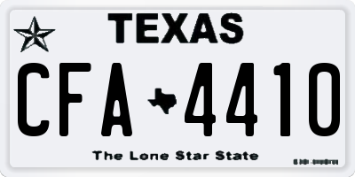 TX license plate CFA4410