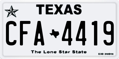 TX license plate CFA4419