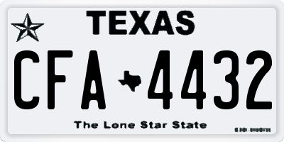 TX license plate CFA4432