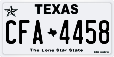 TX license plate CFA4458
