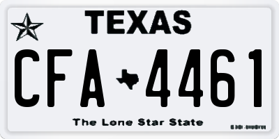 TX license plate CFA4461