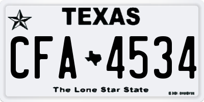 TX license plate CFA4534