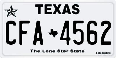 TX license plate CFA4562