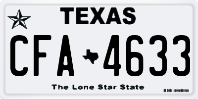 TX license plate CFA4633