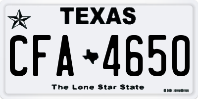 TX license plate CFA4650