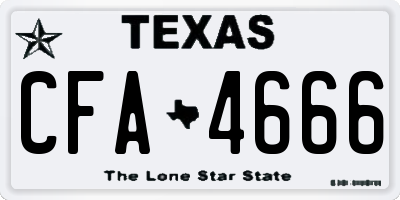 TX license plate CFA4666