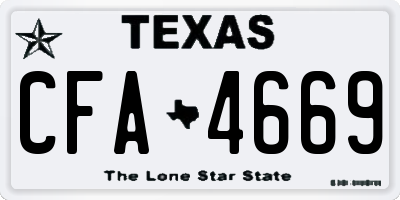 TX license plate CFA4669