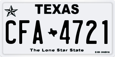 TX license plate CFA4721