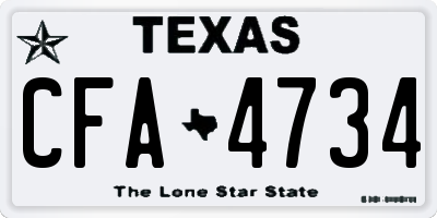 TX license plate CFA4734