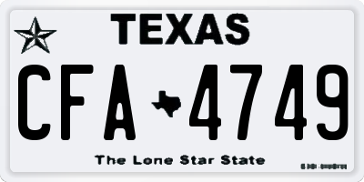 TX license plate CFA4749