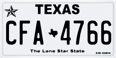 TX license plate CFA4766