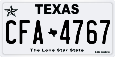 TX license plate CFA4767