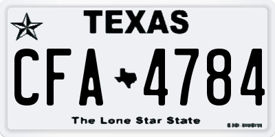 TX license plate CFA4784