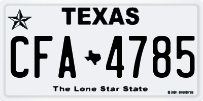 TX license plate CFA4785