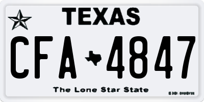 TX license plate CFA4847