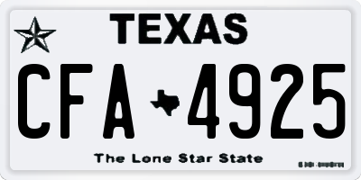 TX license plate CFA4925