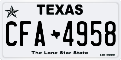 TX license plate CFA4958