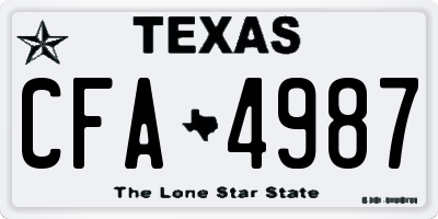 TX license plate CFA4987