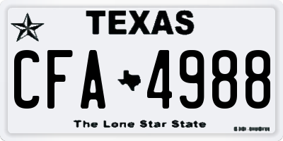 TX license plate CFA4988