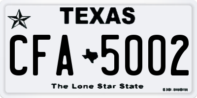 TX license plate CFA5002
