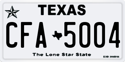 TX license plate CFA5004