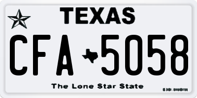 TX license plate CFA5058