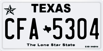 TX license plate CFA5304
