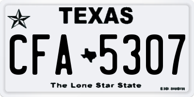 TX license plate CFA5307