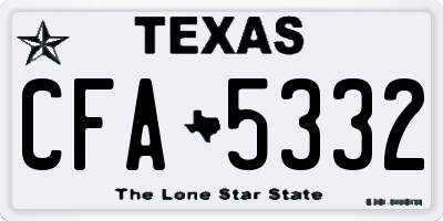 TX license plate CFA5332