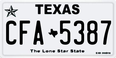 TX license plate CFA5387