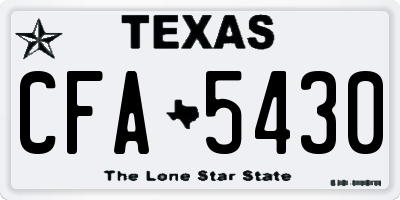 TX license plate CFA5430