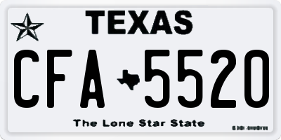 TX license plate CFA5520