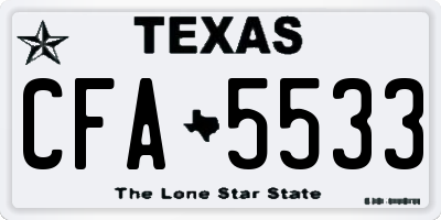 TX license plate CFA5533