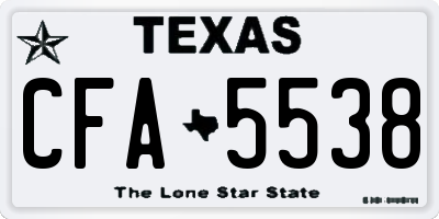 TX license plate CFA5538